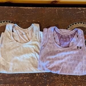 Set of 2! Under Armour Velocity Jacquard Tank Tops - Purple/Pink Small